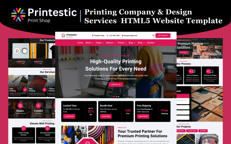Printestic - Modello di sito Web HTML5 per servizi di progettazione e tipografia