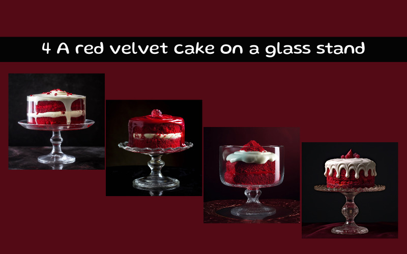 Vörös bársony torta üvegállványon