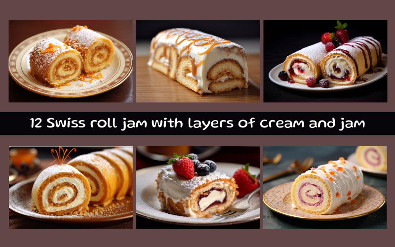Rotolo di marmellata con strati di crema e marmellata