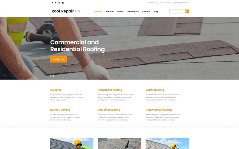 Modèle Joomla pour les services de réparation de toiture