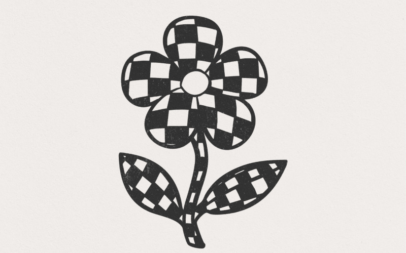 Checkered Flowers PNG, Checkerboard Boho Flower, Checkered Daisy Design ...