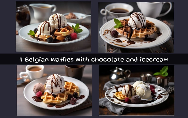 Çikolata ve dondurmalı Belçika waffle'ı