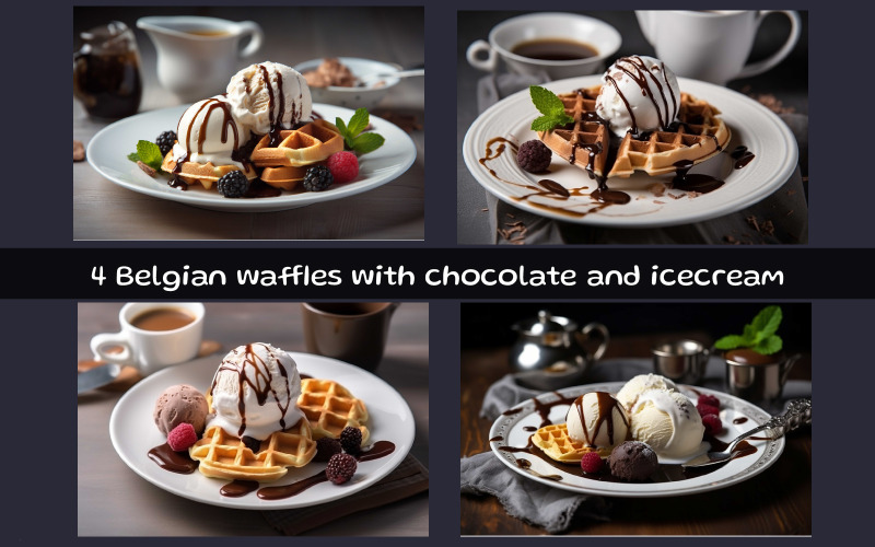Gofres belgas con chocolate y helado