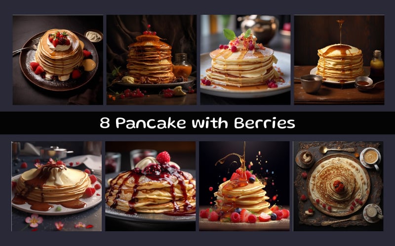 Pfannkuchen mit Beeren AI Bild
