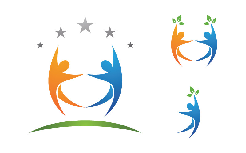 Mensengroep zorg gemeenschapsnetwerk en sociaal logo ontwerp v.37