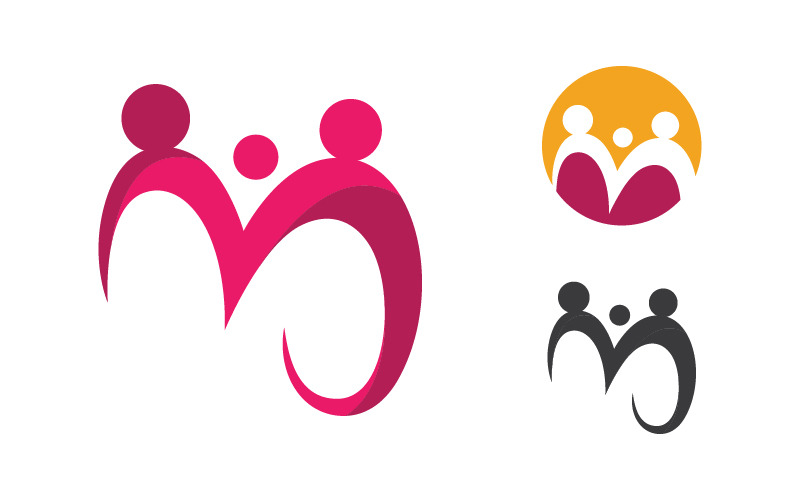 People group care community nätverk och social logotyp design v.4
