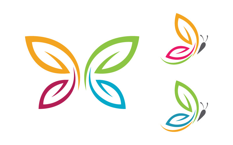 Modèle de conception de logo d'icône vectorielle de beauté papillon v.3