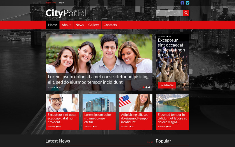 Responsive Website-Vorlage für das Stadtportal