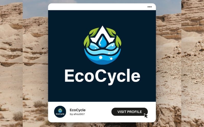 EcoFlow Recycle Logo – Sustainable Water, Leaf & Nature-Inspired Design
