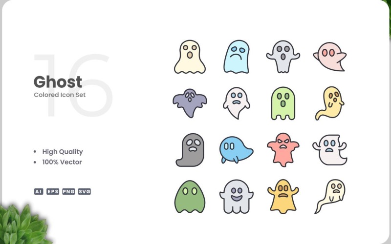 16 Spookkleurige pictogrammenset