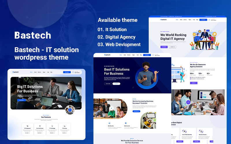 Bastech - Thème WordPress pour solutions informatiques