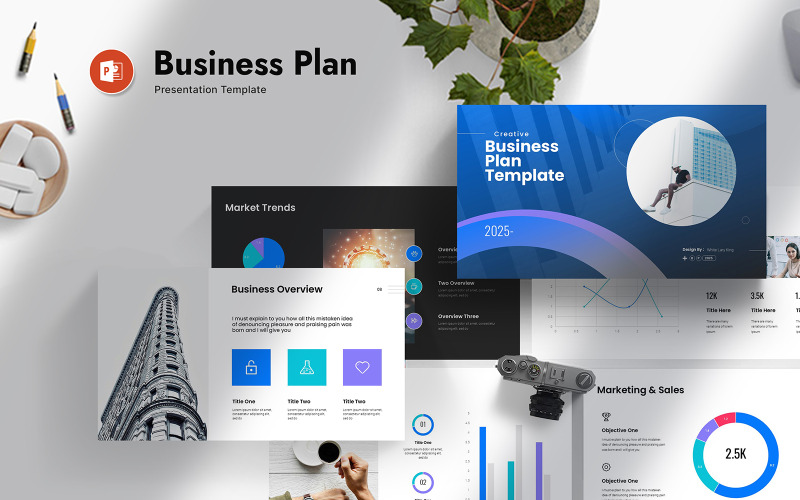De lay-out van de PowerPoint-presentatie van het bedrijfsplan