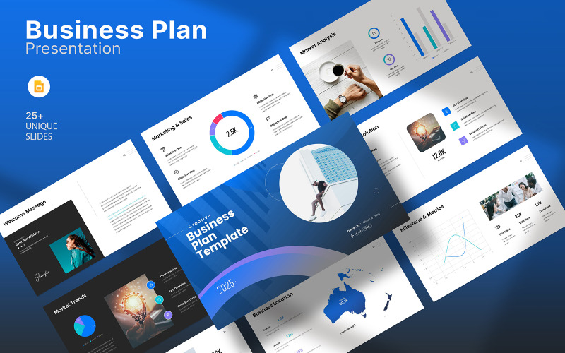 Diseño de presentación de Google Slides para el plan de negocios
