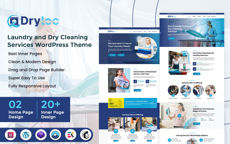Dryloo - Služby prádelny a chemického čištění WordPress Téma