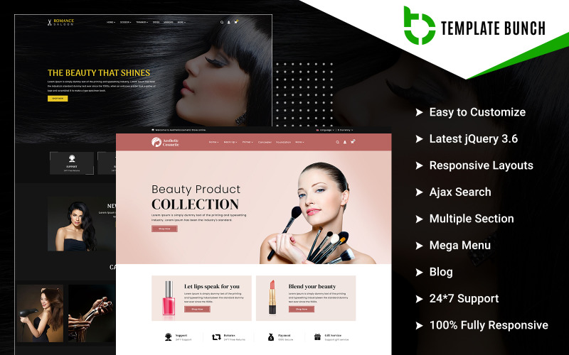 美学 - 沙龙和化妆品 - 电子商务的响应式 Shopify 主题