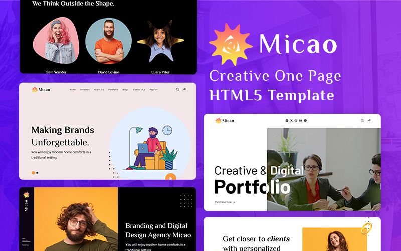 Micao - Modelo HTML5 criativo de uma página