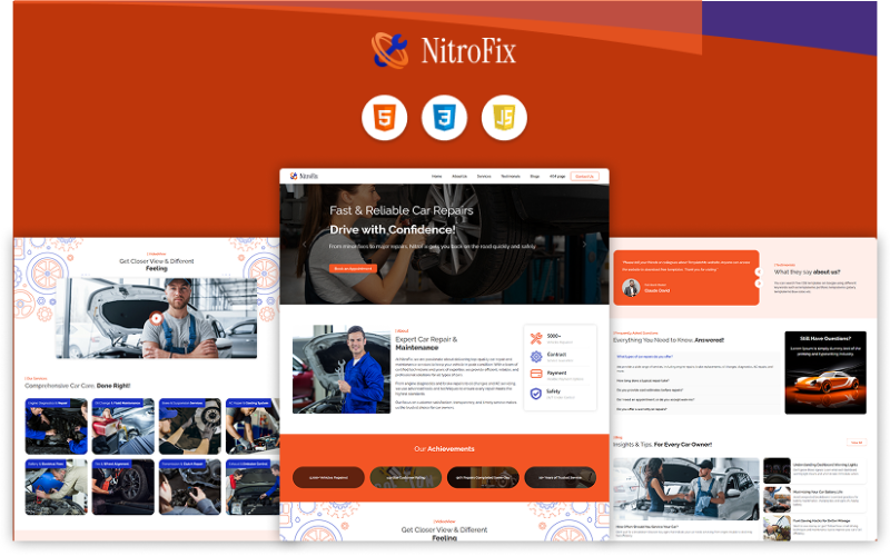NitroFix - Modèle de site Web HTML pour la réparation automobile
