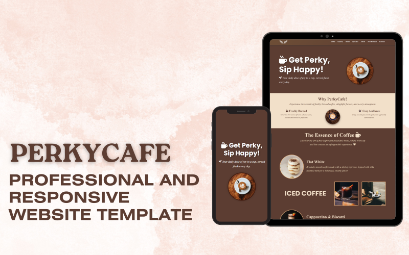 PerkyCafe：咖啡店和咖啡馆的网站模板