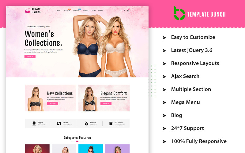 Runway Lingerie: Tema adaptable de Prestashop para comercio electrónico