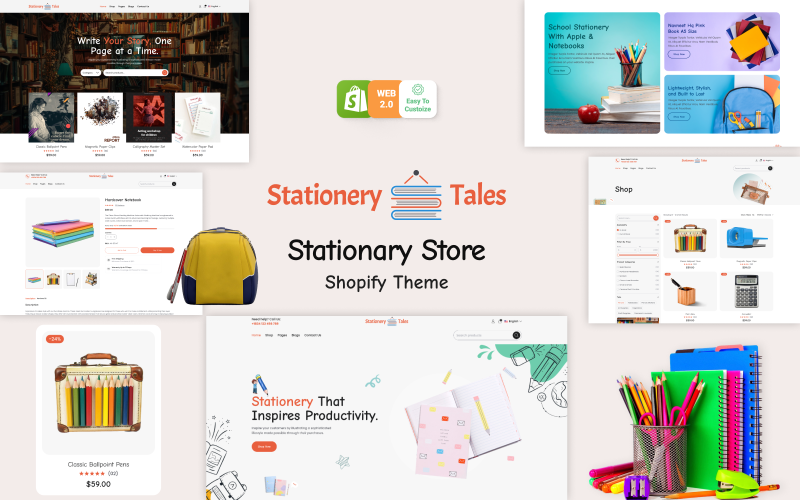 Stationery Tales - 学校和办公文具用品 Shopify 主题