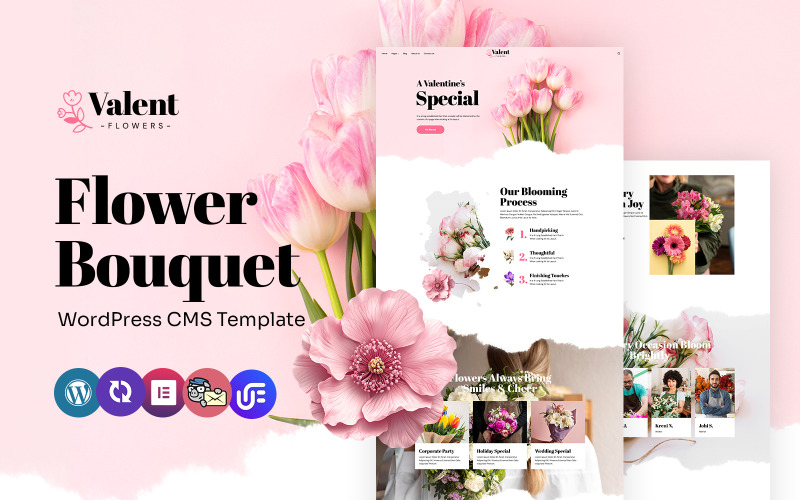 Valent - Boutique de flores, flores para casamento e floricultura Tema WordPress Elementor multiuso