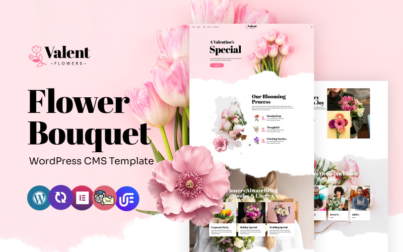 Valent - Thème WordPress Elementor polyvalent pour boutique de fleurs, fleurs de mariage et fleuriste