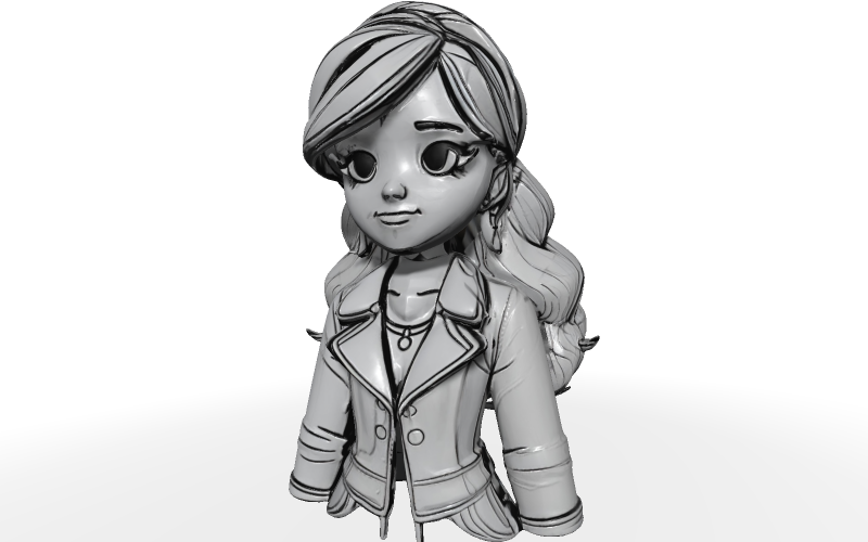 Figurine de fille animée portant un manteau élégant, modèle d'impression 3D gratuit