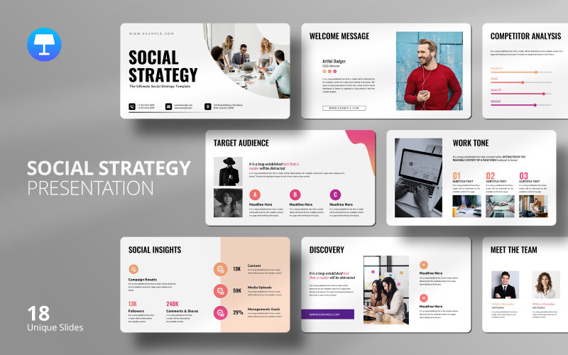 Modello di presentazione di strategia social coinvolgente per la crescita aziendale