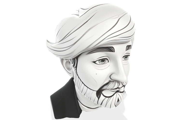 Modello di stampa 3D di busto di turbante stravagante