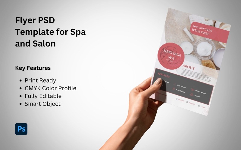 Modello PSD di volantino per spa e salone
