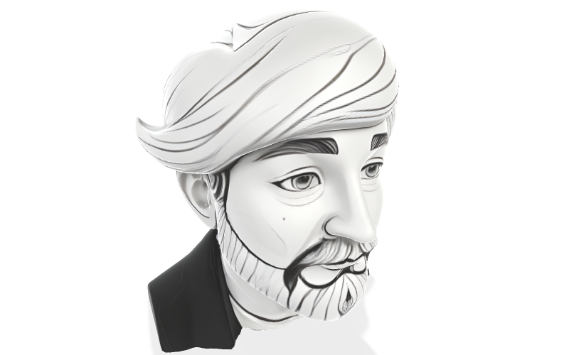 Modelo de impressão 3D de busto de turbante caprichoso