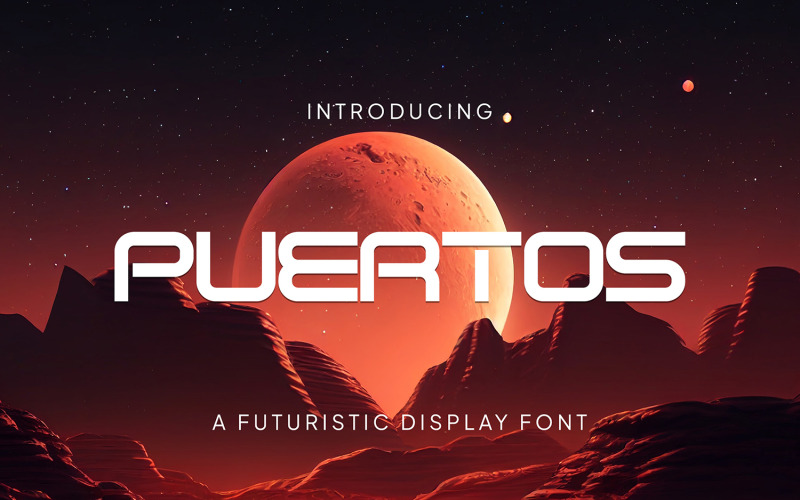 Puertos - geometrisk futuristisk display teckensnitt