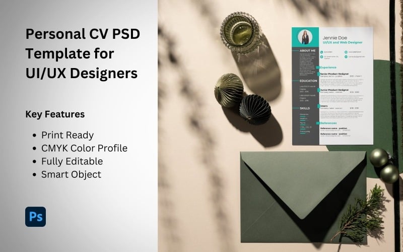Szablon CV projektanta UI/UX w formacie PSD