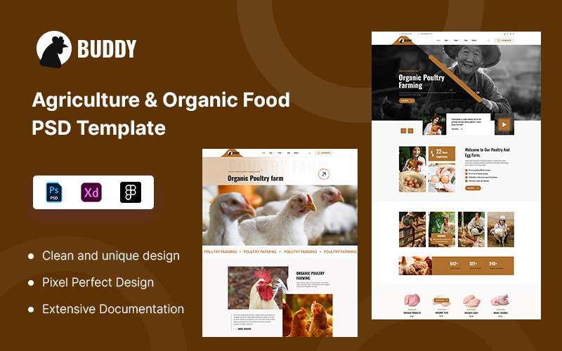 Buddy - Agricultura e Alimentos Orgânicos PSD Template