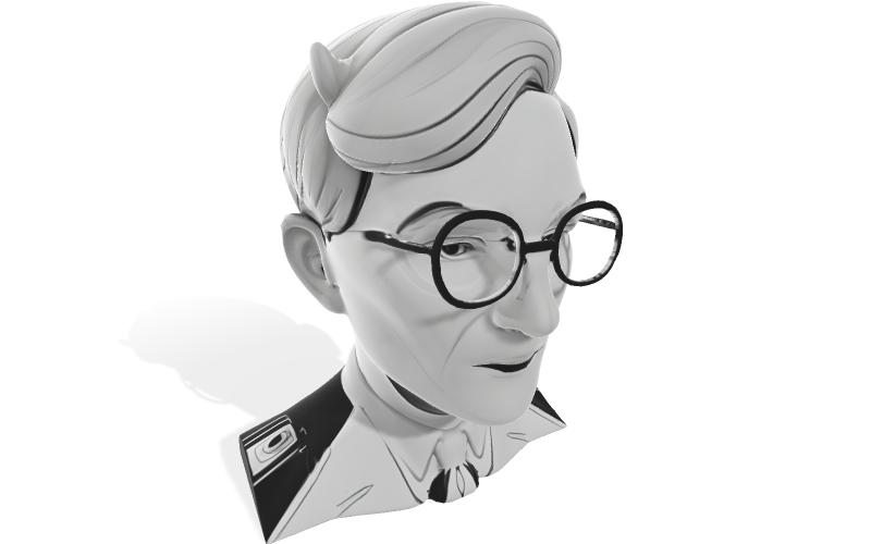 Der nachdenkliche gehörnte Gentleman 3D-Modell