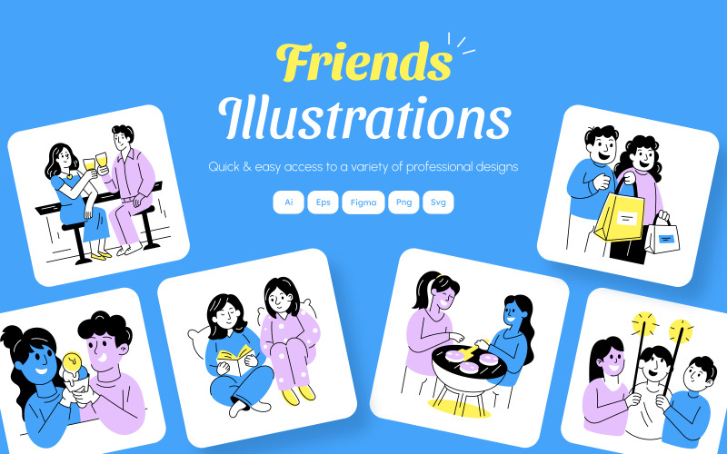 Vänner Illustration Art Set