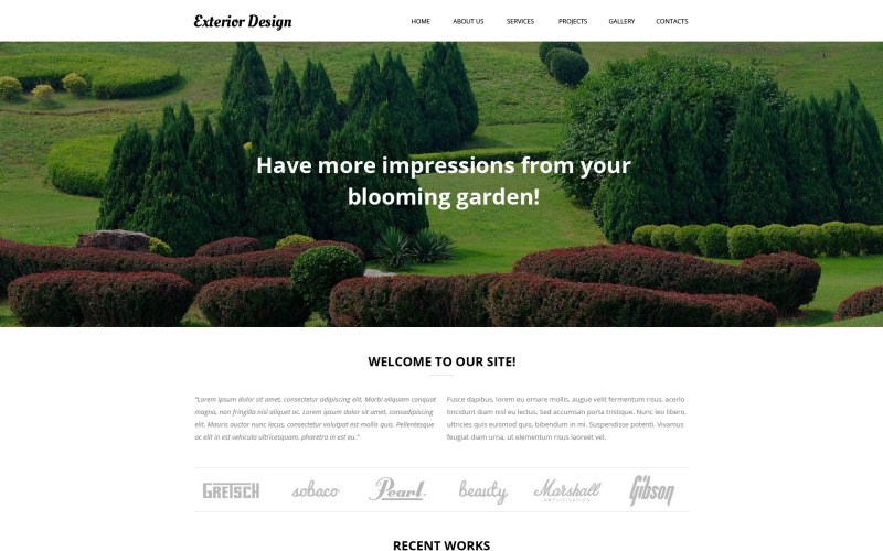 Modello di sito Web reattivo di progettazione del giardino