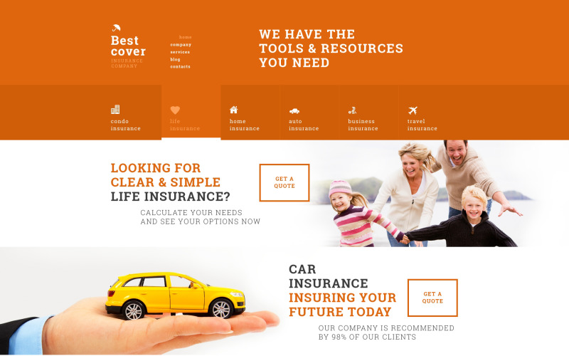 WordPress-thema voor online verzekeringsdiensten