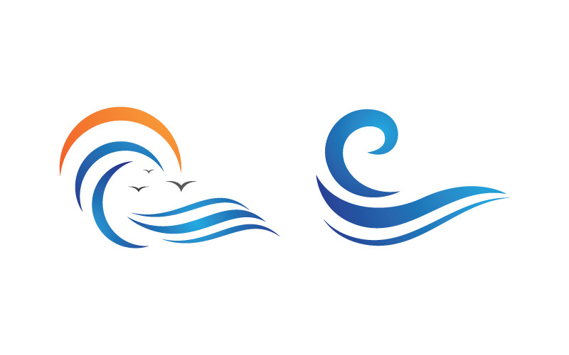 Illustrazione vettoriale dell'icona dell'onda dell'acqua dinamica design logo v.1