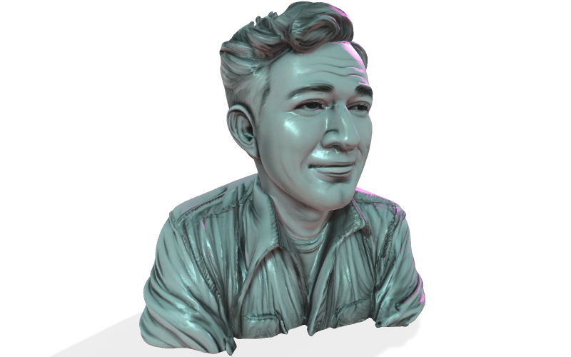 Modèle 3D de buste souriant de style rétro