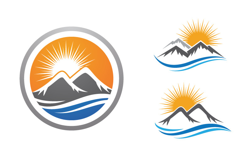 Illustrazione vettoriale del logo della collina di montagna, icona del design v.13
