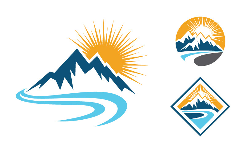 Mountain hill logotyp Vektor ikon design illustration v.20