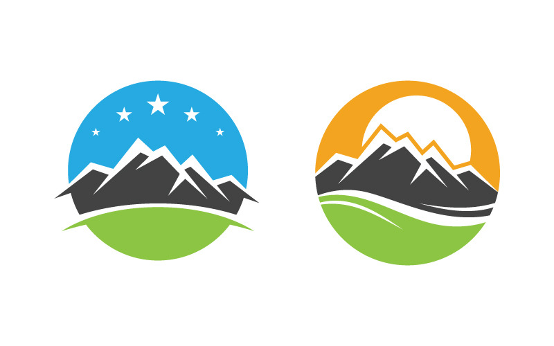 Mountain hill logotyp Vektor ikon design illustration v.5