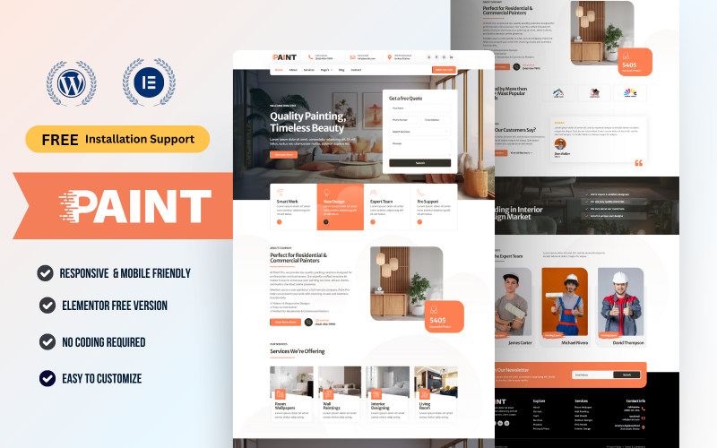 PaintPro — zestaw szablonów WordPress Elementor dla usług malarskich