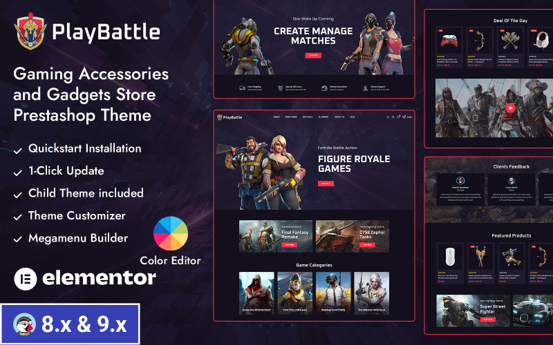 Playbattle – herní příslušenství a gadgety Obchod Responzivní téma Prestashop