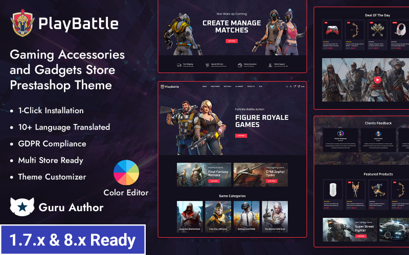 Playbattle - 游戏配件和小工具商店 Prestashop 响应式主题