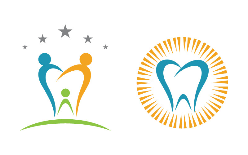 Modello di progettazione vettoriale dell'icona del logo per l'assistenza medica odontoiatrica v.13