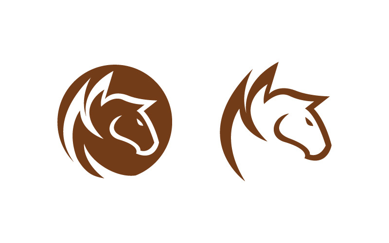 Testa di cavallo forte Logo icona design illustrazione Template v.1