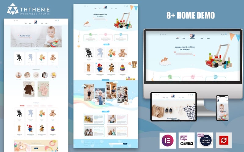 BabyShop - Negozio di moda e giocattoli per bambini Elementor WordPress Theme