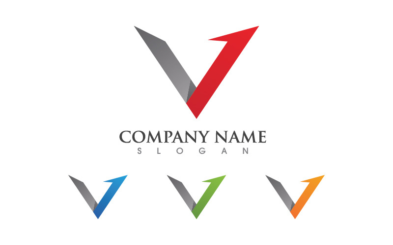 Illustrazione del modello di logo dell'icona della lettera V v.16